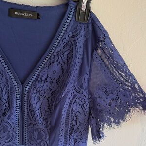 Navy Lace Midi Dress